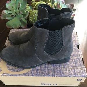 Born grey suede, slip on boot, size 7.5